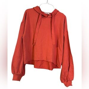 Trendy SUGAR+L!PS Red-Orange Cropped Hoodie Sweatshirt